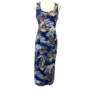 Vintage 90s Aloha Hawaiian Originals Sleeveless Empire Waist Kaftan Maxi Dress